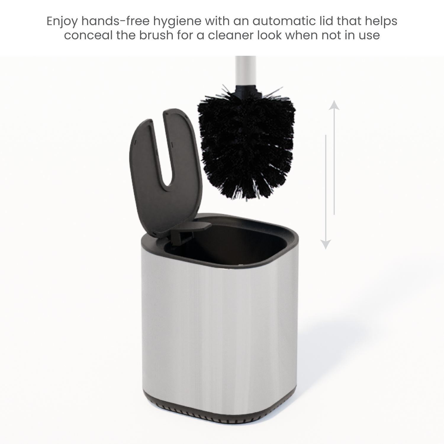 Toilet Brush with Automatic Lid and Stainless Steel Handle