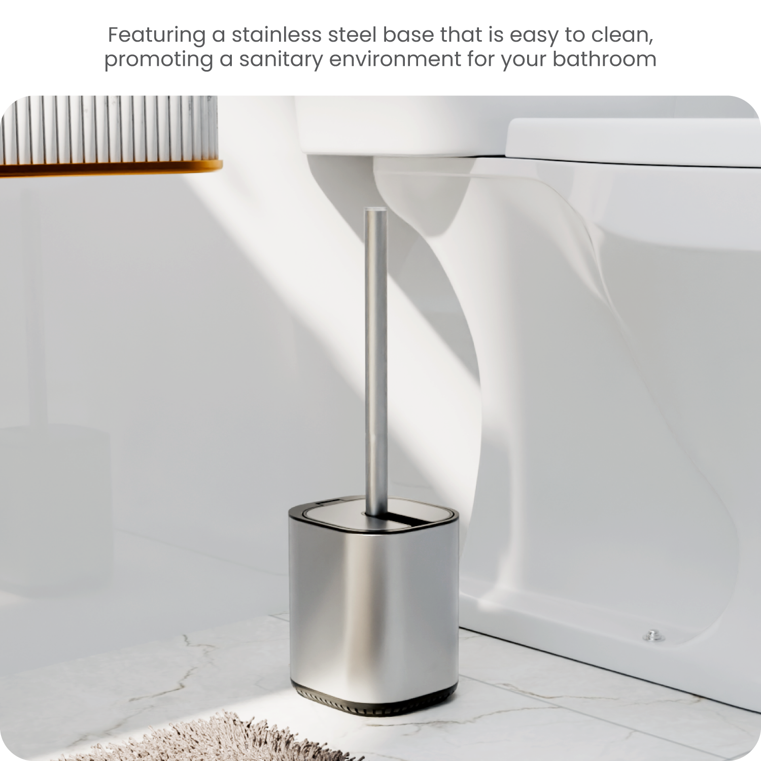 Toilet Brush with Automatic Lid and Stainless Steel Handle