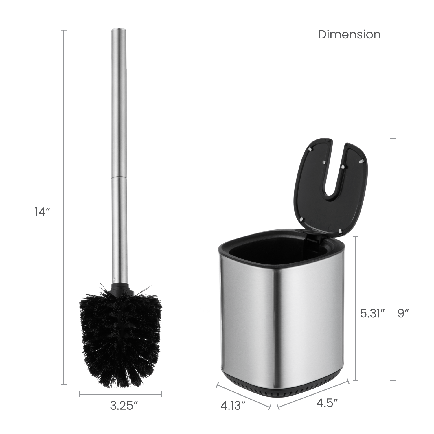 Toilet Brush with Automatic Lid and Stainless Steel Handle