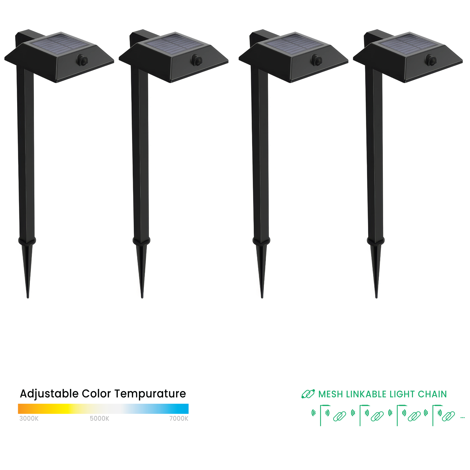 Mesh Linkable Series 4-Pack Solar LED Security Pathway Light - Contemp