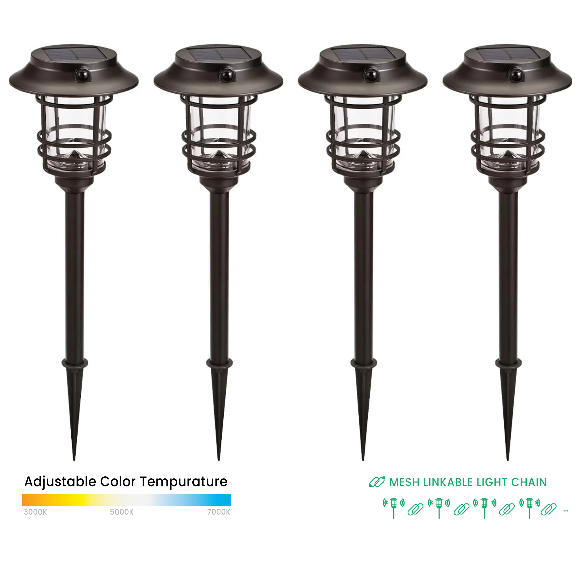 Mesh Linkable Series 4-Pack Solar LED Security Pathway Light - Classic
