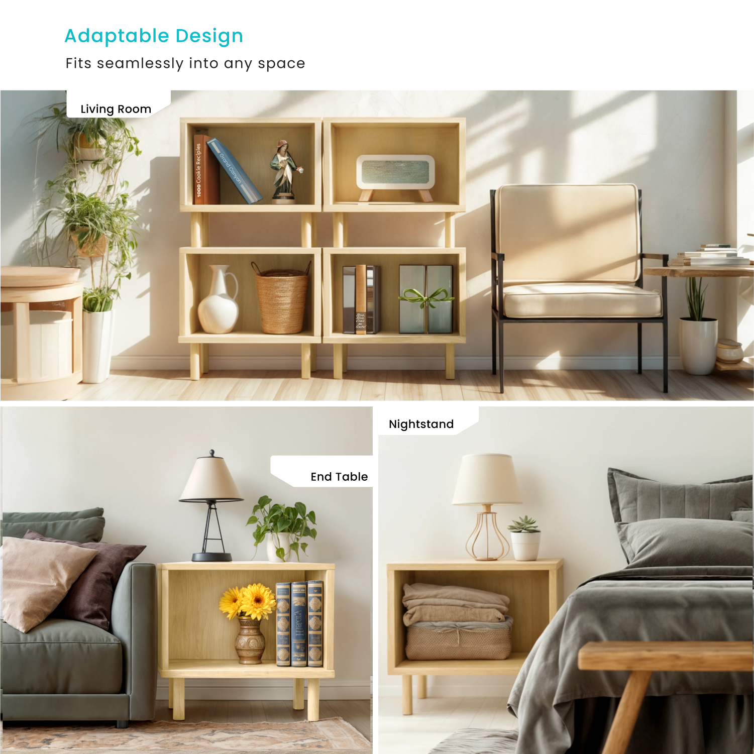 Stackable Storage Cube End Table – Open Design