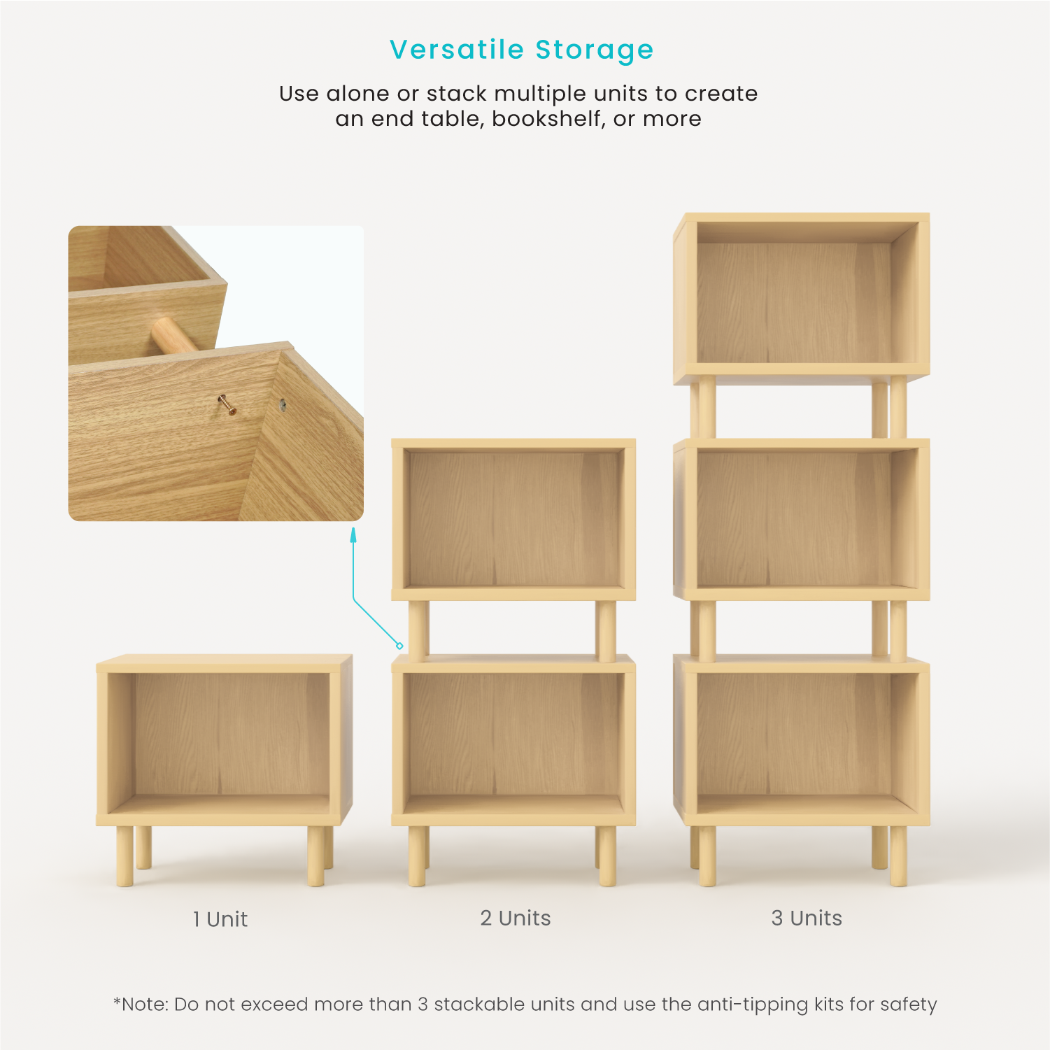 Stackable Storage Cube End Table – Open Design