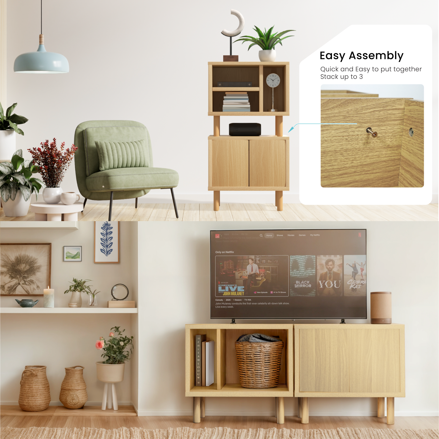 Stackable Storage Cube with Door or Shelf Options