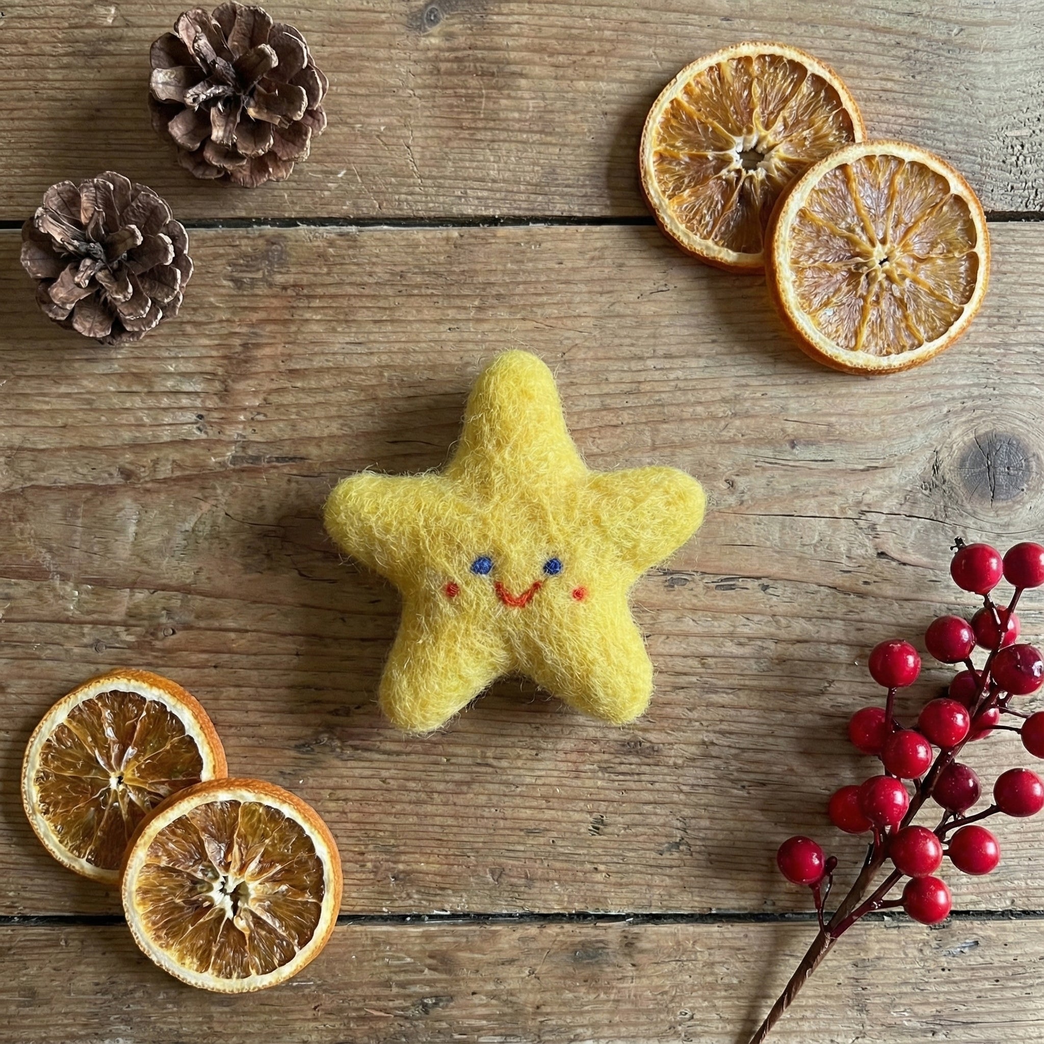 Felted Moon & Star Ornaments