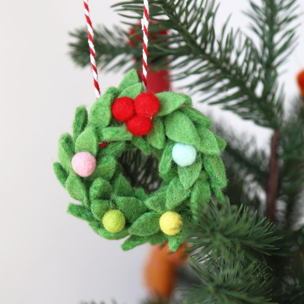 Small Felt Wreath Christmas Tree Ornament