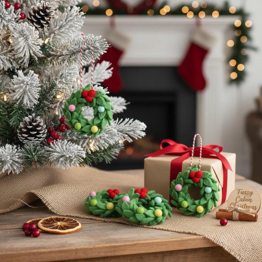 Small Felt Wreath Christmas Tree Ornament