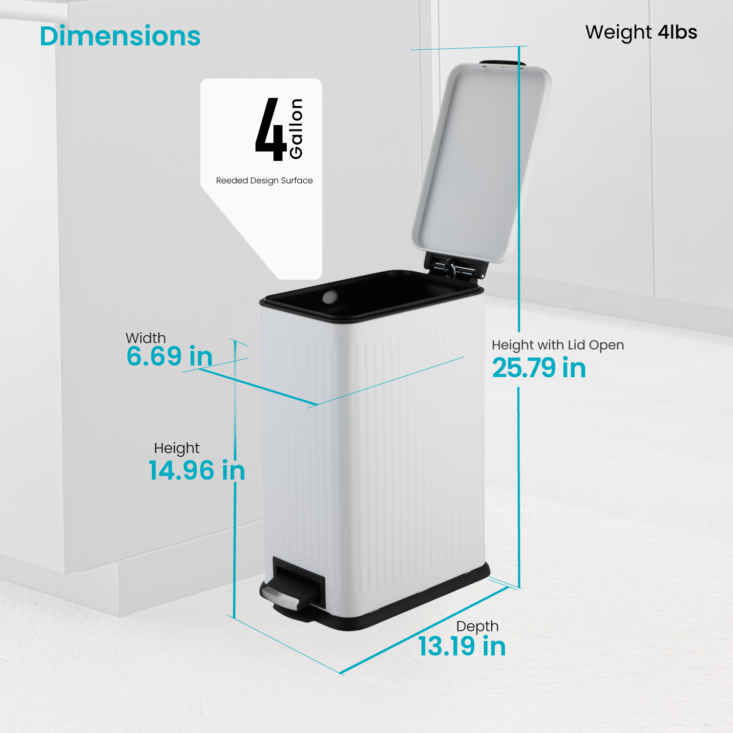 4 Gallon Kitchen Trash Can – Stainless Steel