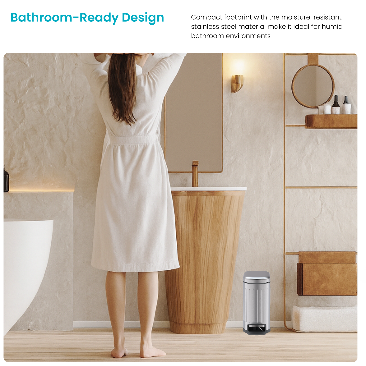 1.3 Gallon Small Trash Can – Stainless Steel