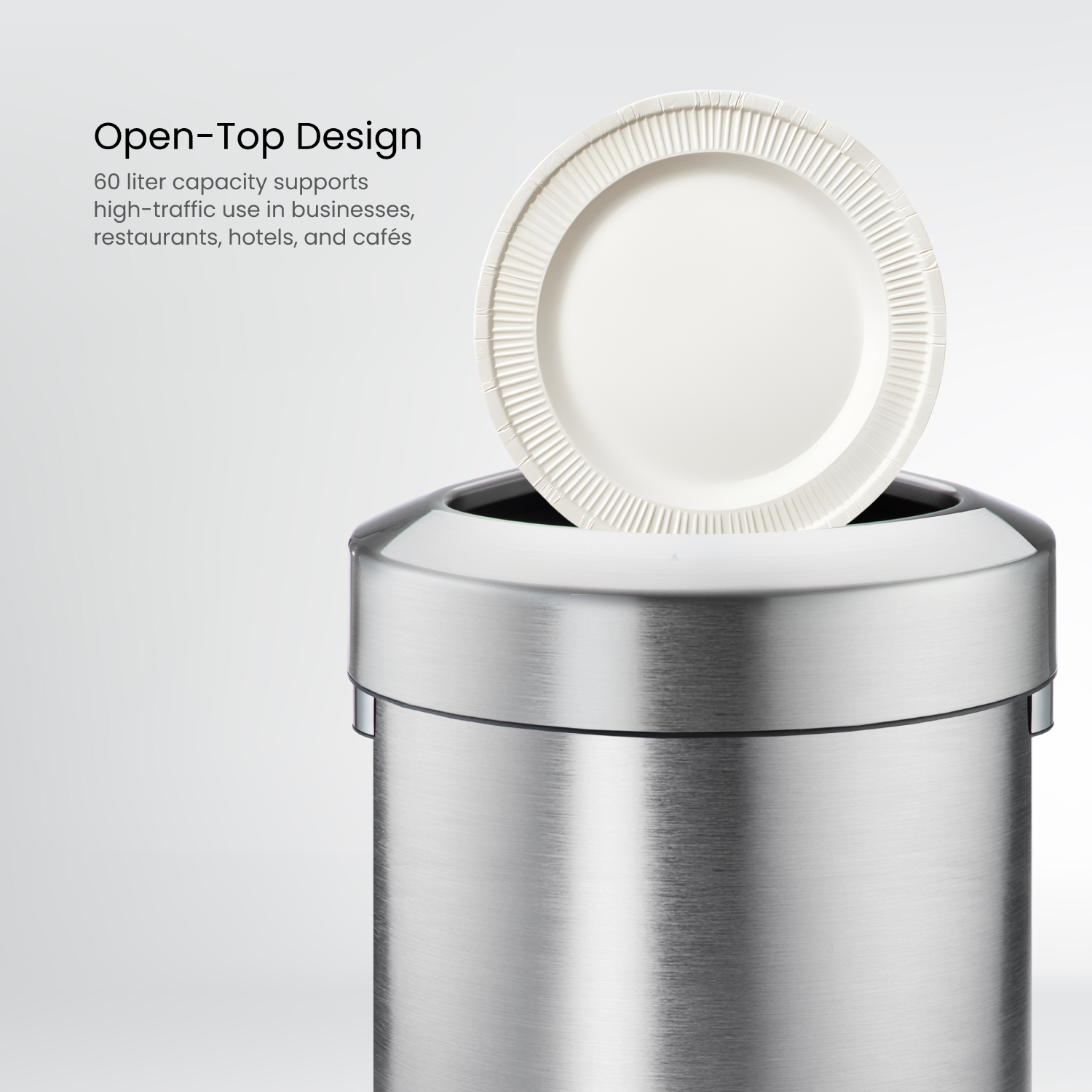 16 Gallon Corner Open Top Trash Can – Stainless Steel