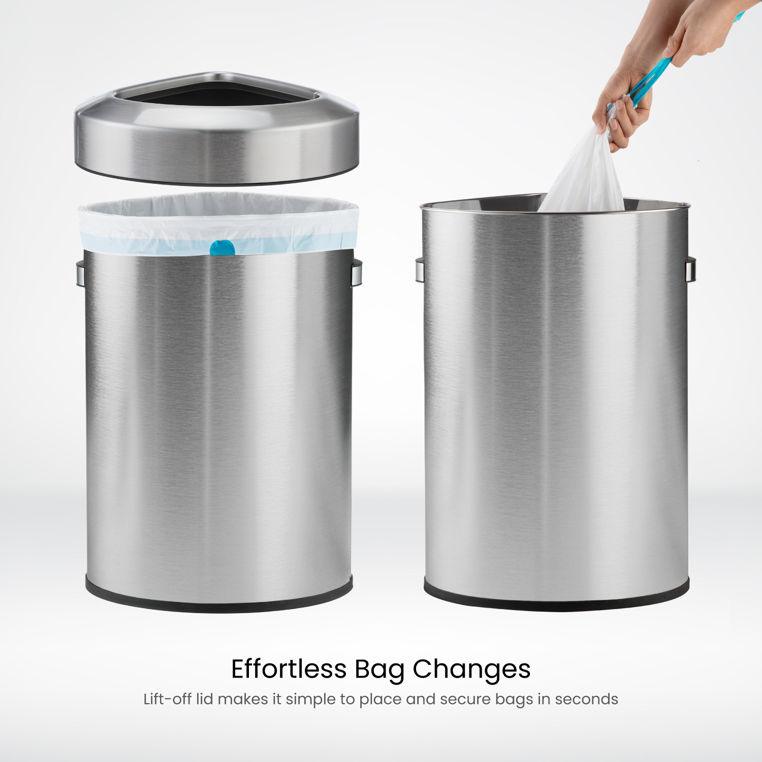 16 Gallon Corner Open Top Trash Can – Stainless Steel