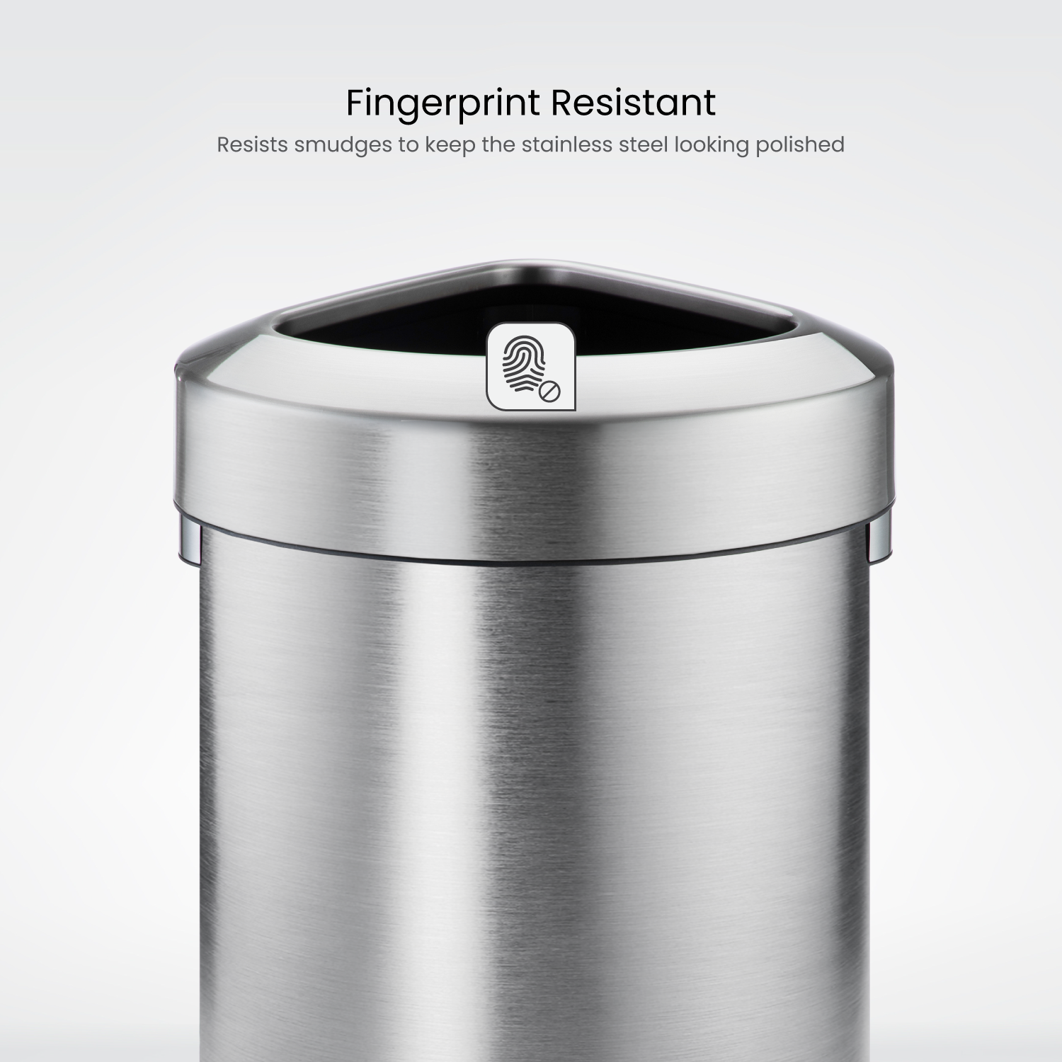 16 Gallon Corner Open Top Trash Can – Stainless Steel