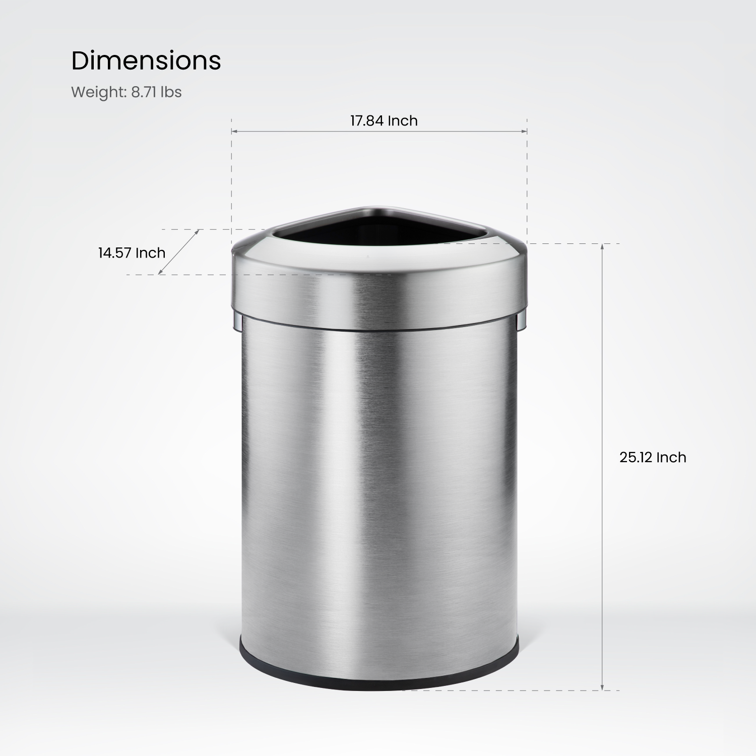 16 Gallon Corner Open Top Trash Can – Stainless Steel