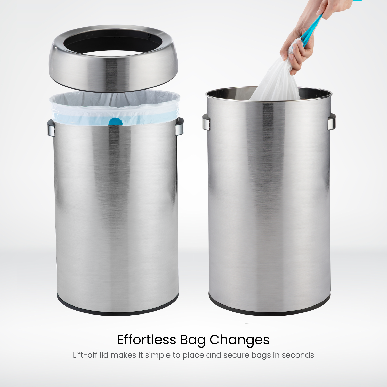 16 Gallon Round Open Top Trash Can – Stainless Steel