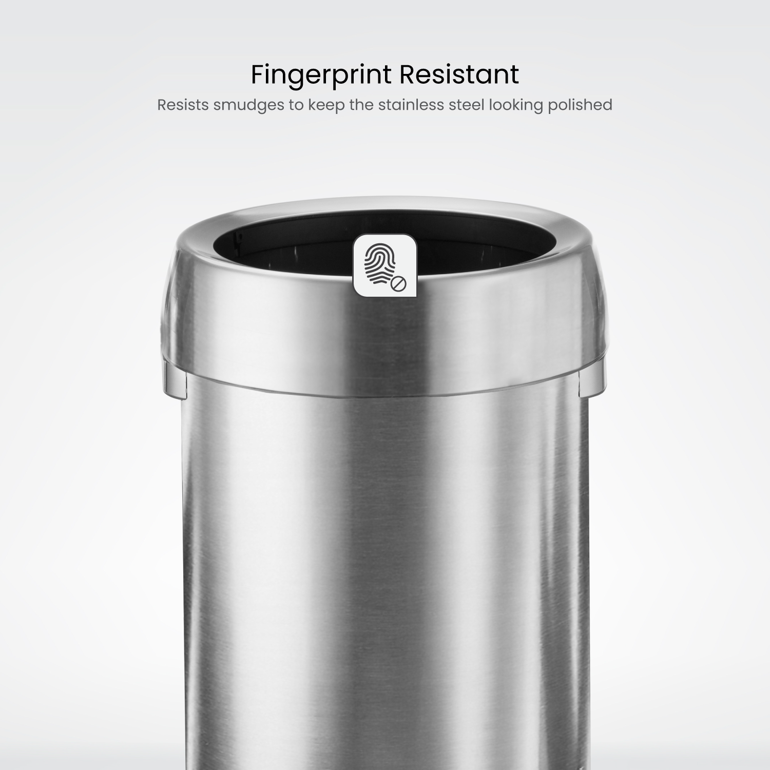 16 Gallon Round Open Top Trash Can – Stainless Steel