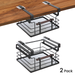 Under Shelf Pull-Out Drawer Kitchen Cabinet Organizer with Steel Mesh Basket and Wooden Handle, 11" Length - Home Zone Living