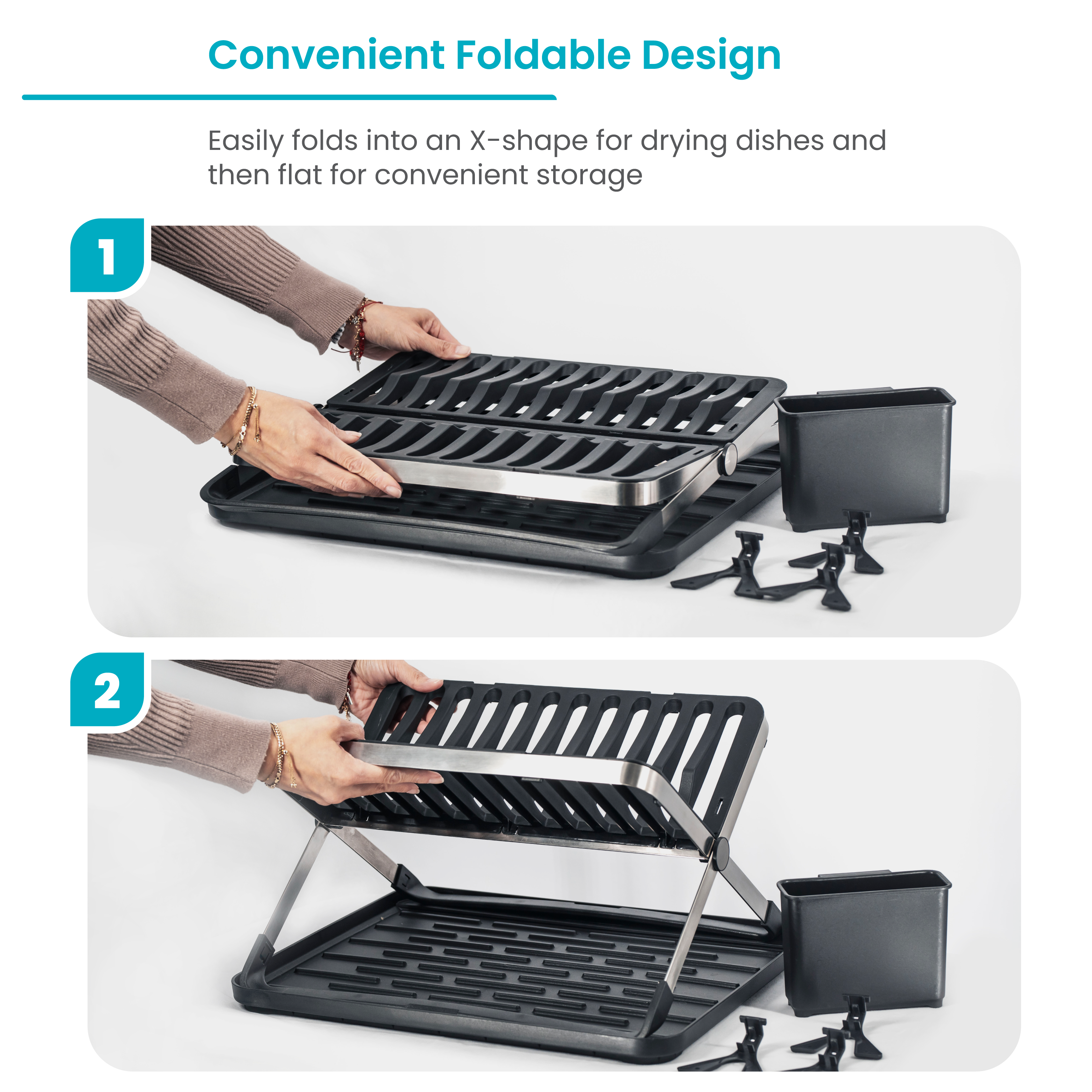 Foldable Dish Drying Rack with X Frame