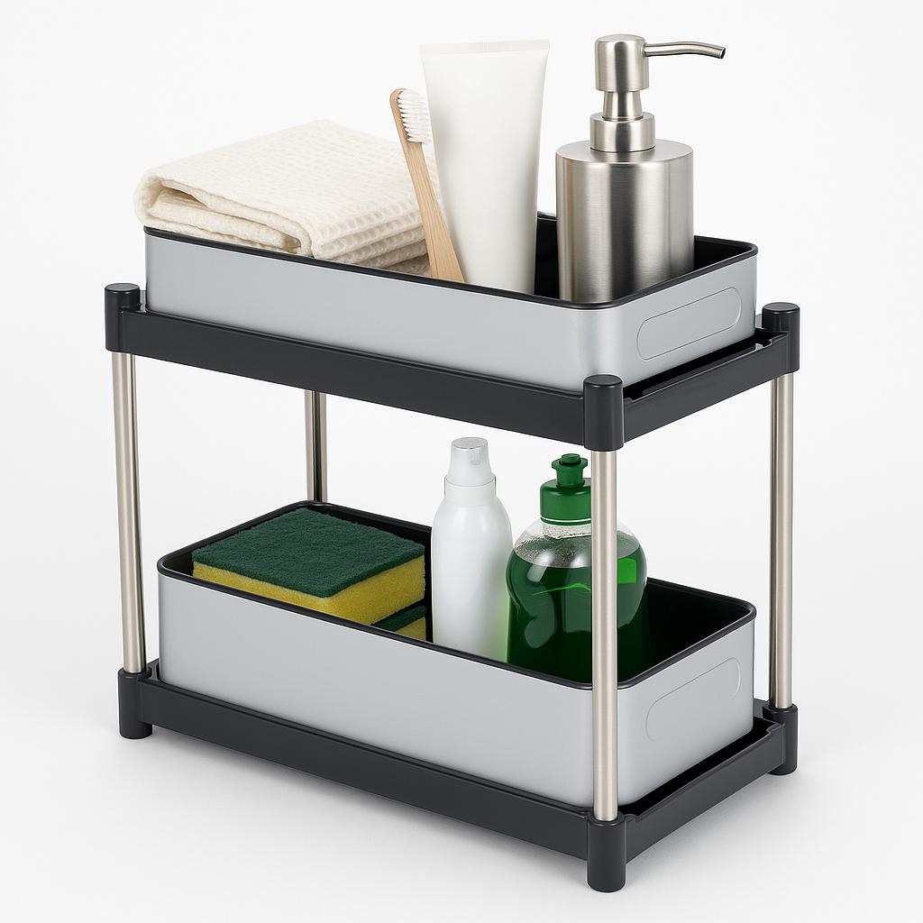 Stainless Steel Pull Out Cabinet Organizer – 2 Tier