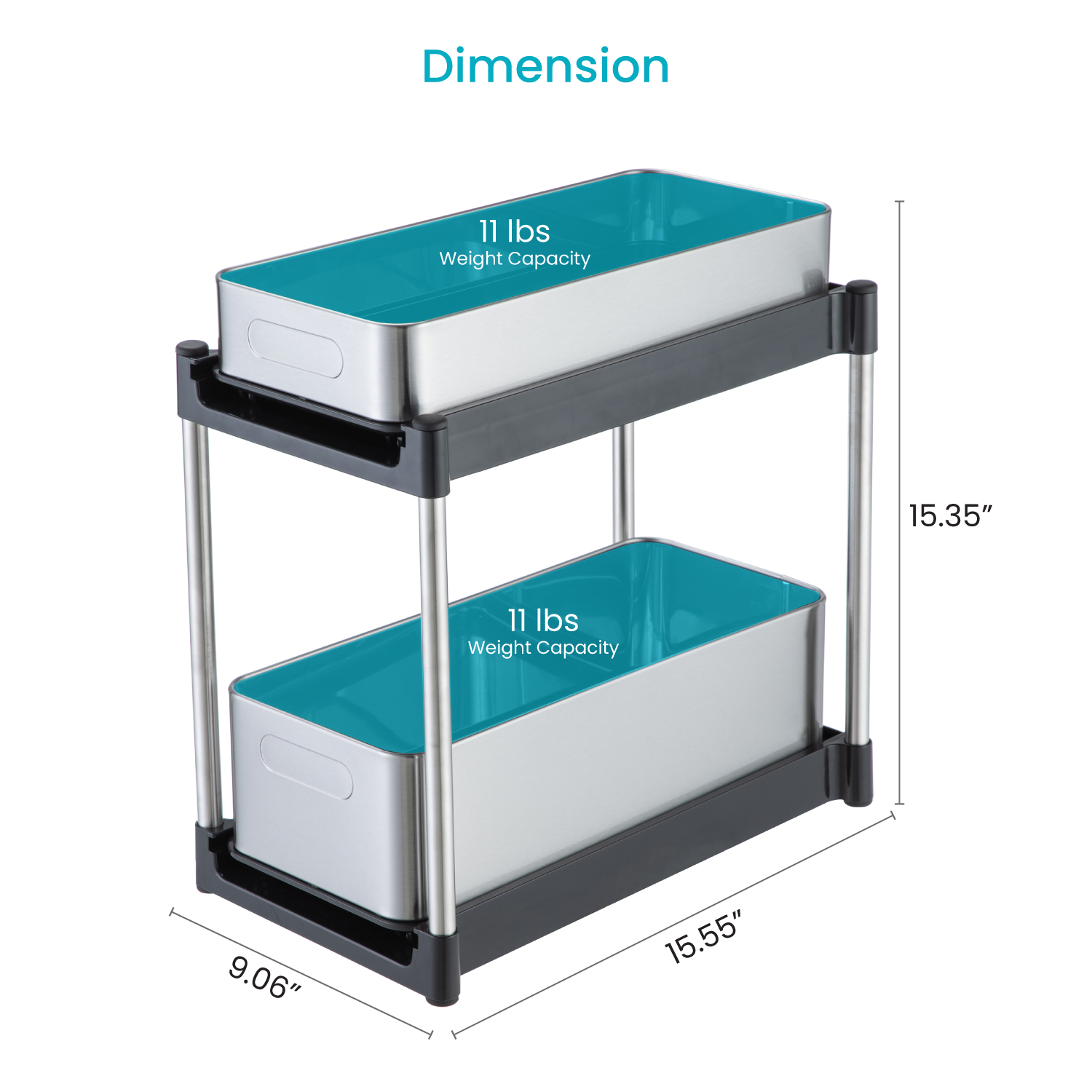 Stainless Steel Pull Out Cabinet Organizer – 2 Tier