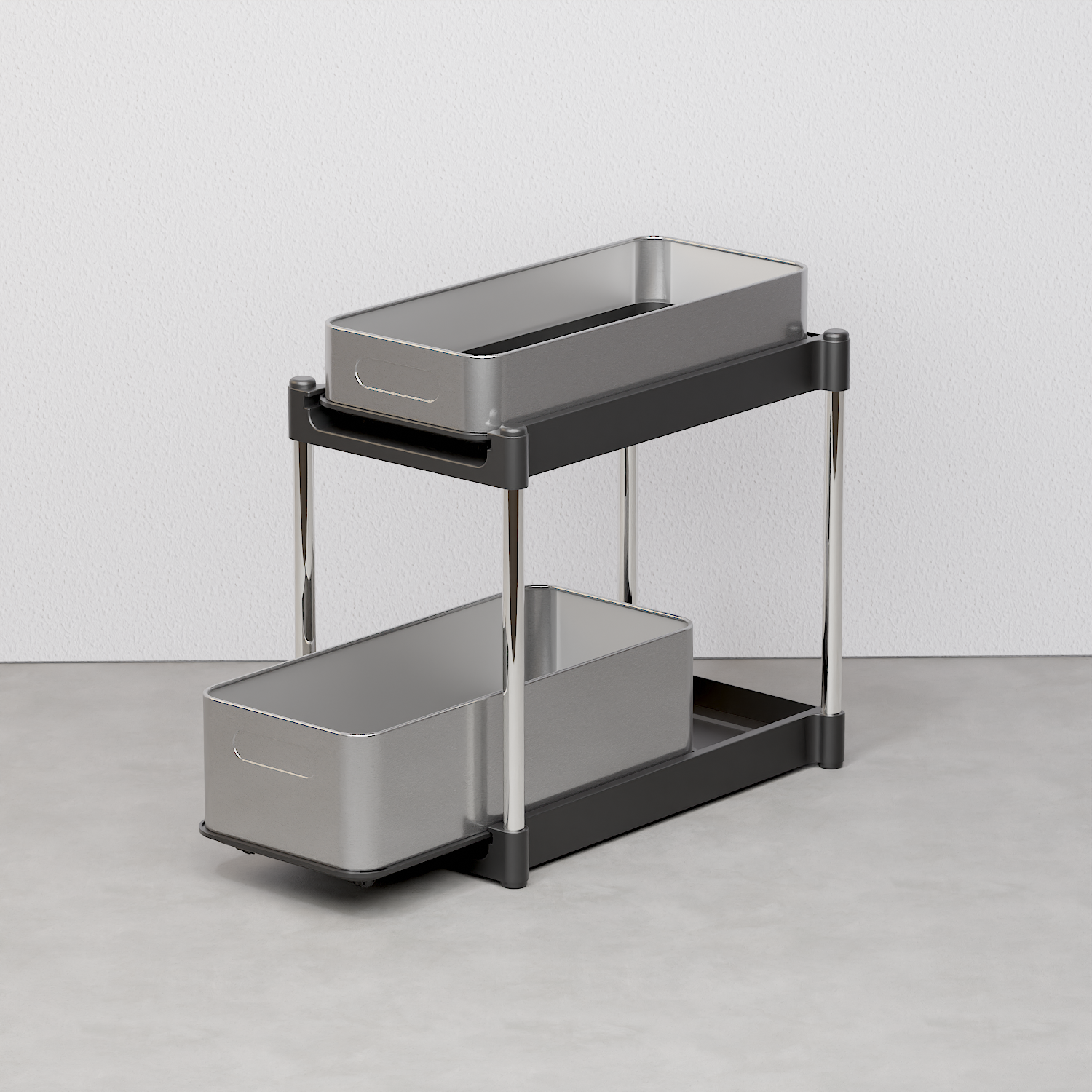 Stainless Steel Pull Out Cabinet Organizer – 2 Tier