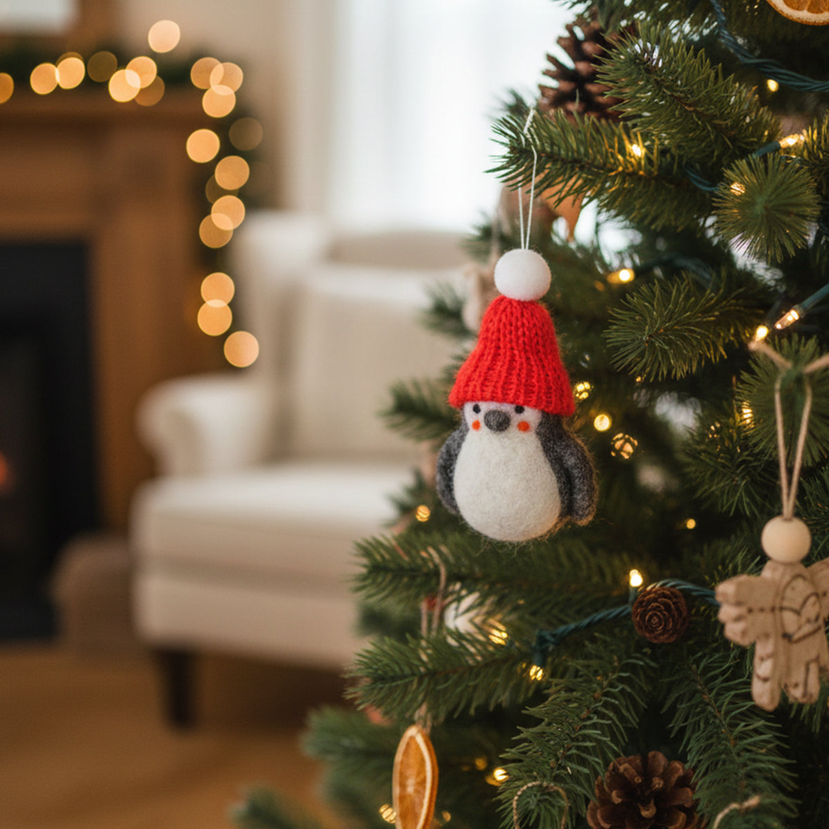 Felted Penguin with Beanie