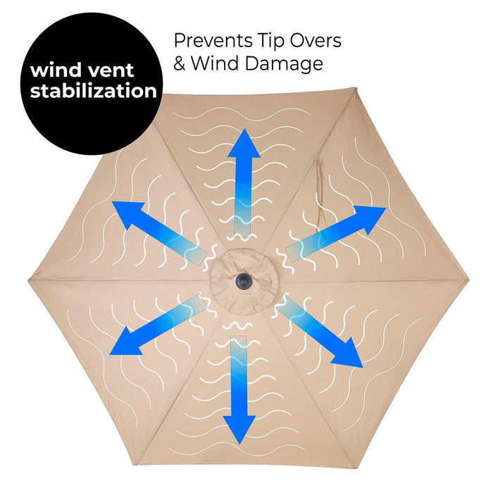 10ft Tilting Patio Umbrella, Instant Up & Down, Easy Crank Free Design w/ Push Button Tilt (Tan)