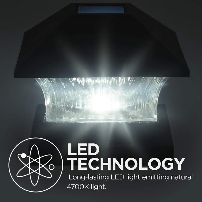 Solar Post Cap Light: White LED 2-Pack