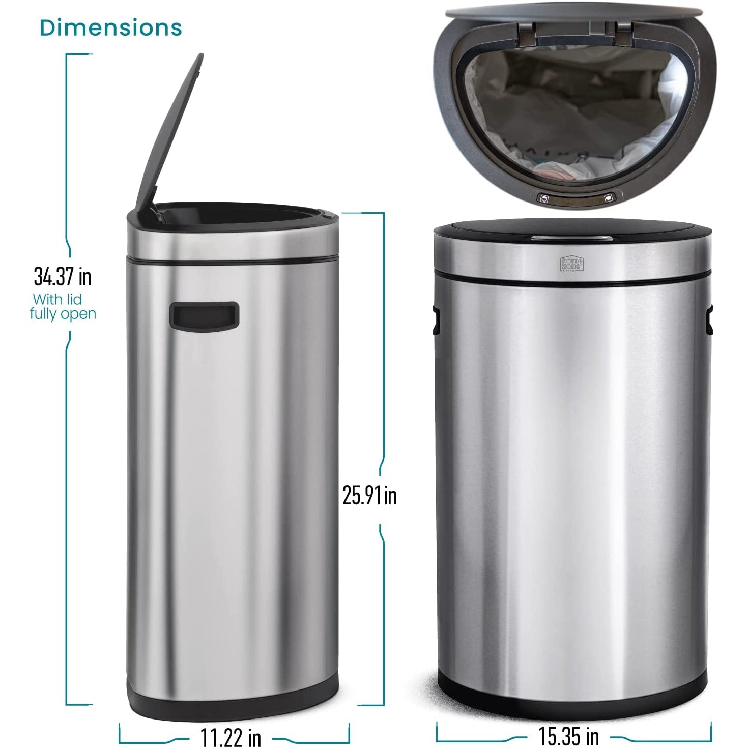 13 Gallon Sensor Kitchen Trash Can, Stainless Steel, Step Pedal, 48 Liter