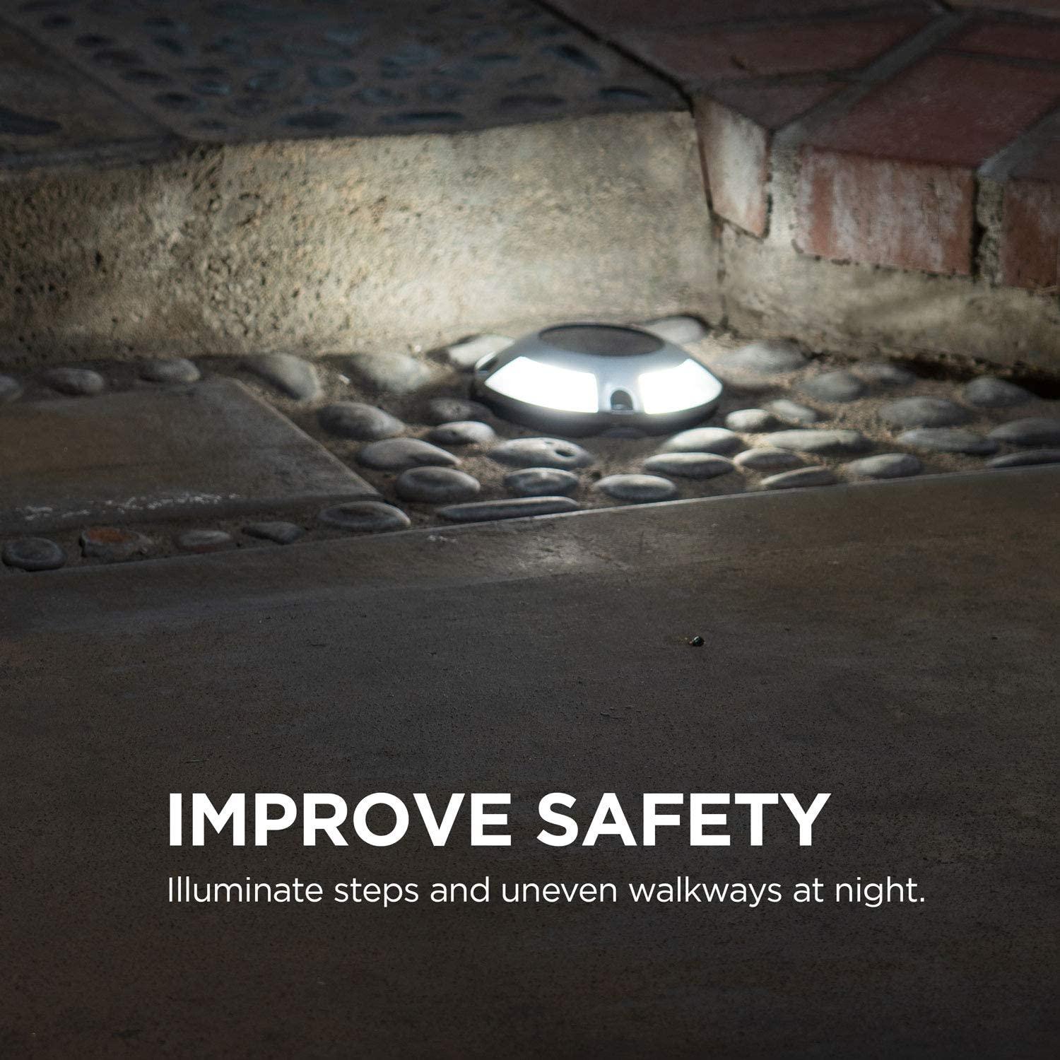 Solar Deck Lights: White LED 4-Pack, Black - Home Zone Living