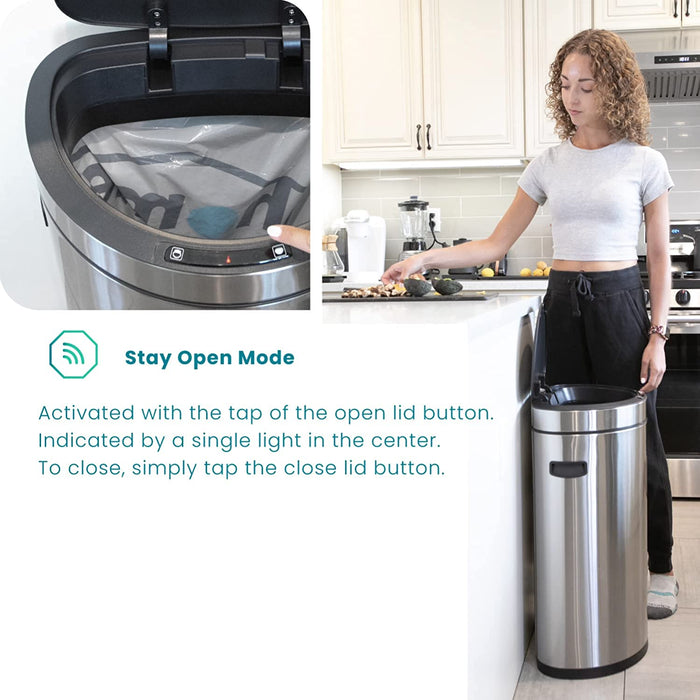 13 Gallon Sensor Kitchen Trash Can, Stainless Steel, Step Pedal, 48 Liter - Home Zone Living