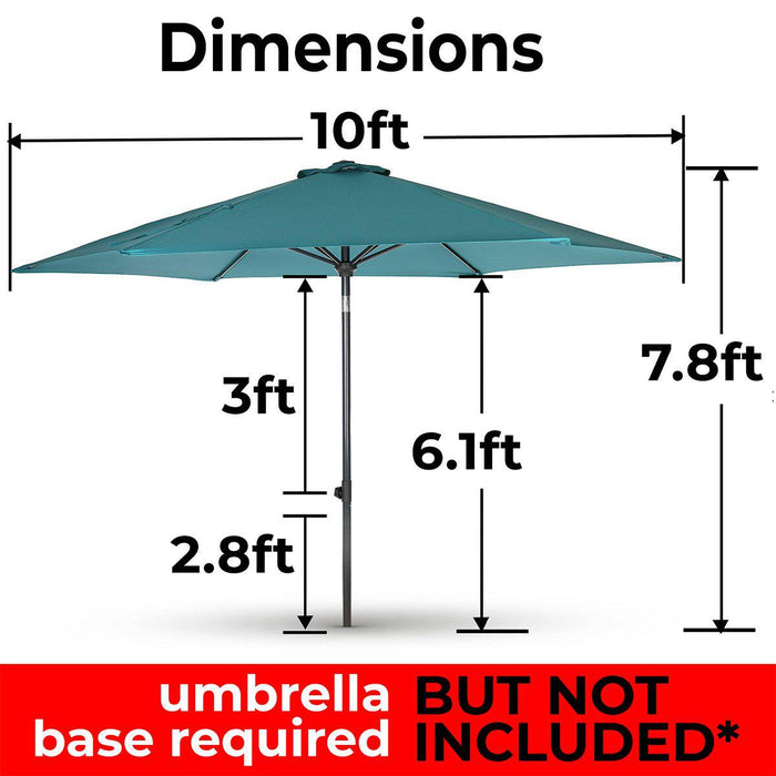10ft Tilting Patio Umbrella, Instant Up & Down, Easy Crank Free Design w/ Push Button Tilt (Teal)