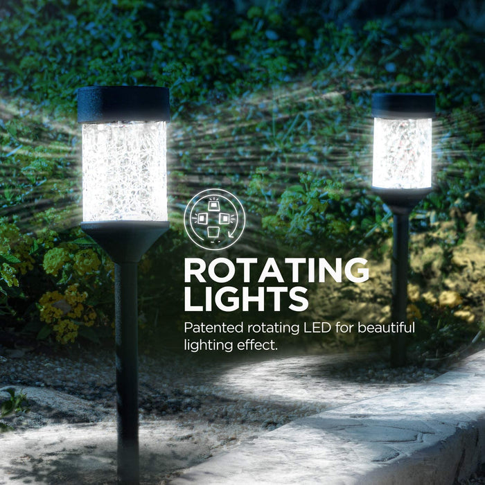 Solar Crackle Glass Lights: Rotating LED 2-Pack