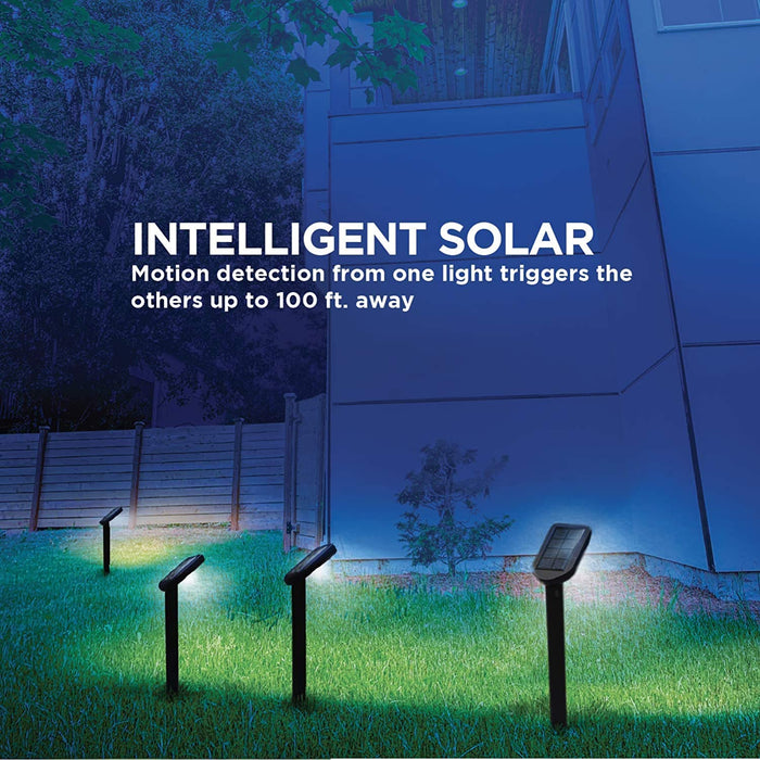 Intelligent Solar Linkable Motion Sensor Solar Path Lights, 4-Pack