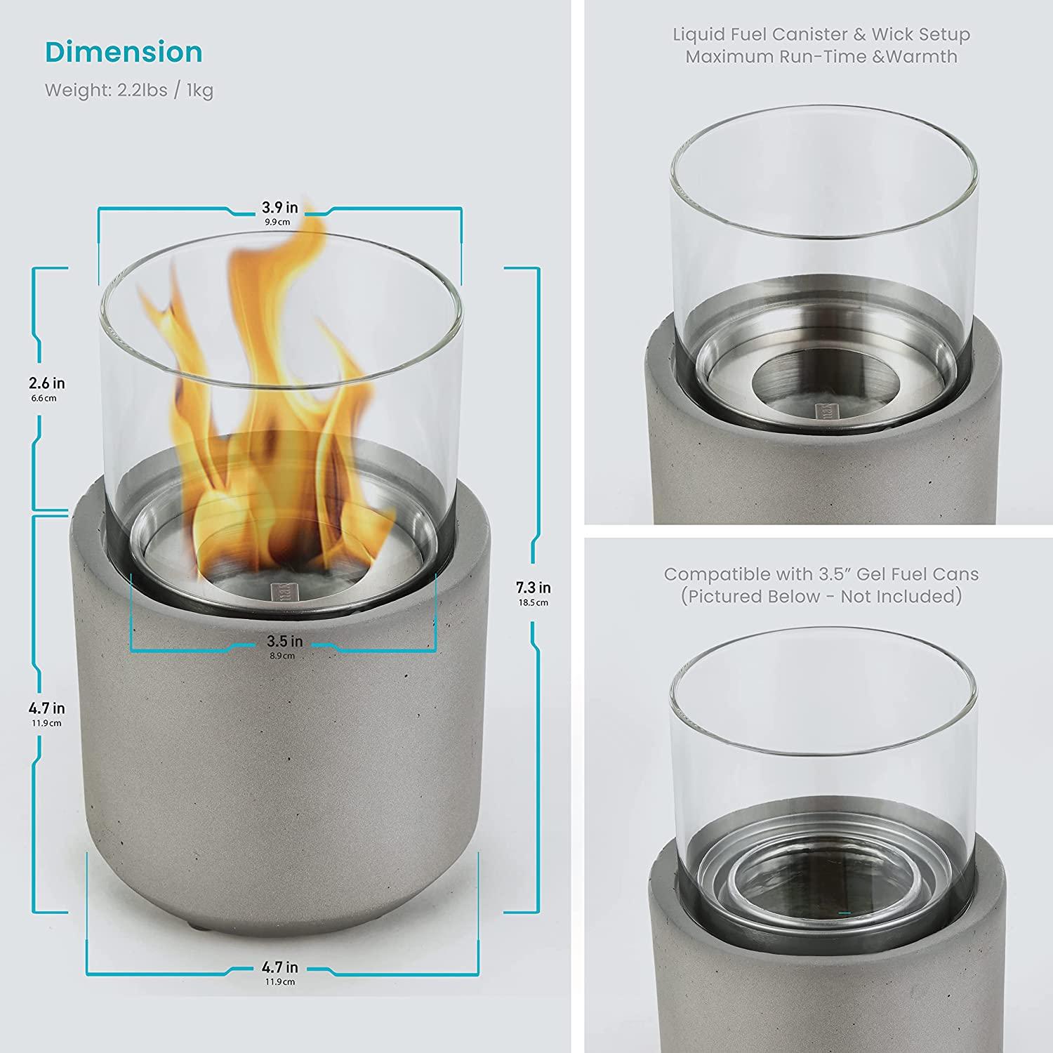 4.7" Round Concrete Portable Table Top Fire Bowl - Home Zone Living