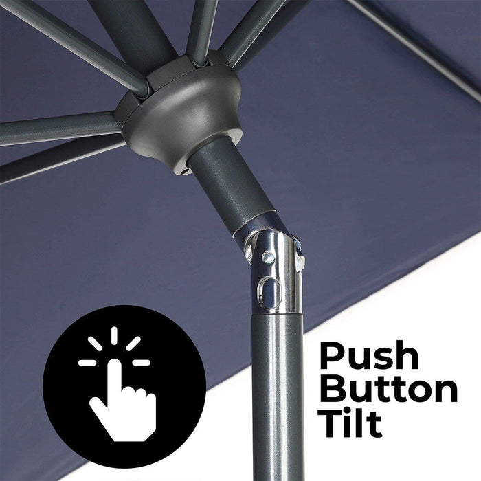 10ft Tilting Patio Umbrella, Instant Up & Down, Easy Crank Free Design w/ Push Button Tilt (Navy Blue)