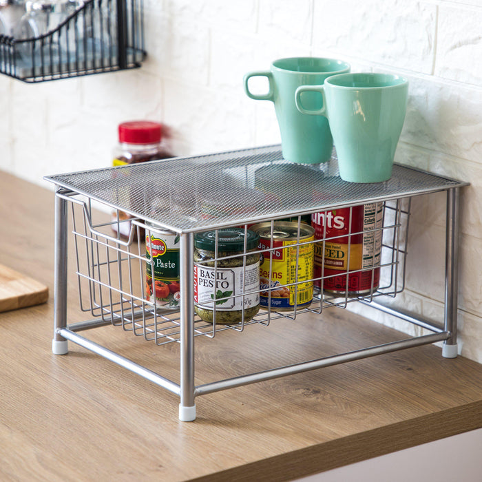 Pull-Out Basket Organizer - Satin Nickel - Home Zone Living