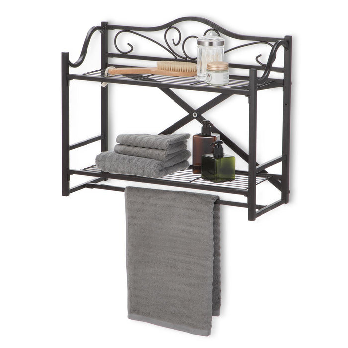 2-Tier Wall Mounted Towel Storage Rack - Oil-Rubbed Bronze - Home Zone Living