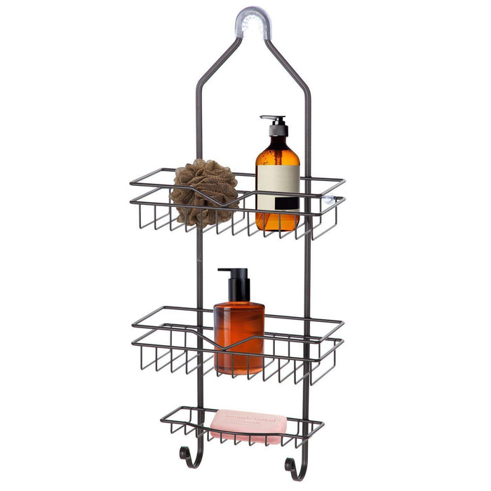 Shower Caddy with Soap Tray and 2-Hooks - Oil-Rubbed Bronze - Home Zone Living