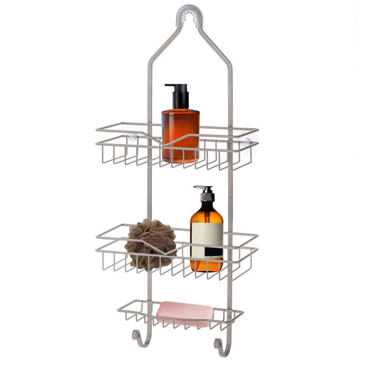 Shower Caddy with Soap Tray and 2-Hooks - Satin Nickel - Home Zone Living