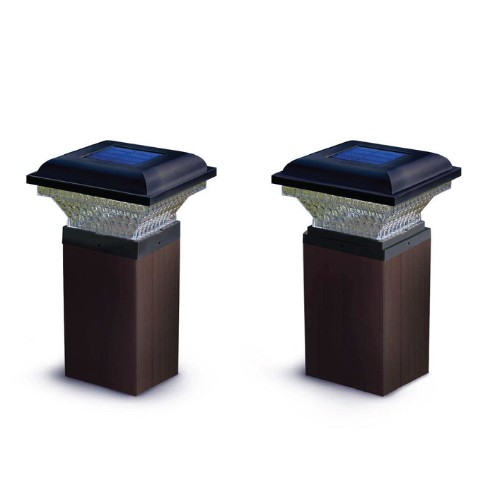 Outdoor Solar Post Cap Lights Black, 2-Pack