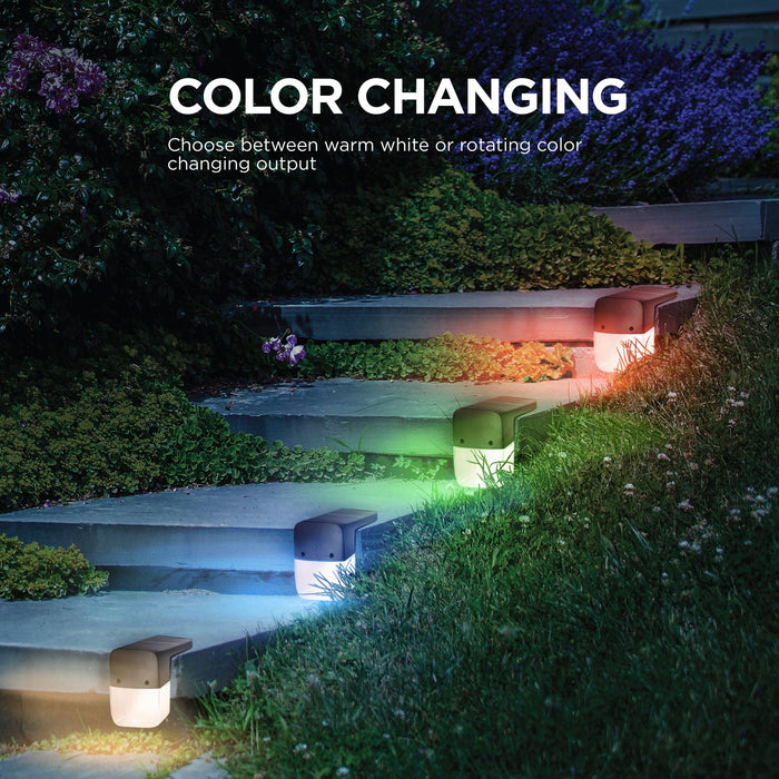 Solar Step Lights Warm White and Rotating Colors - 6 Pack - Home Zone Living