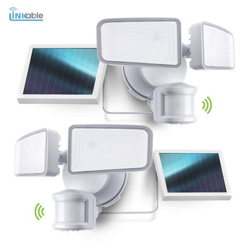Linkable Twin Head SMD LED Outdoor Solar Flood Light, 1500 Lumens, 5000K Bright - Home Zone Living