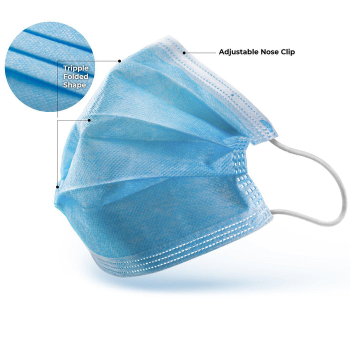 50pc Disposable 3-Ply Surgical Style Latex-Free Face Mask