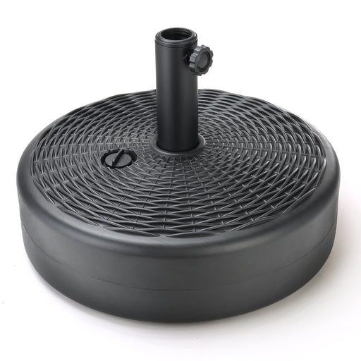 40lb Round Fillable Patio Umbrella Base Stand, 18in, Fills w/ Water or Sand (Black) - Home Zone Living