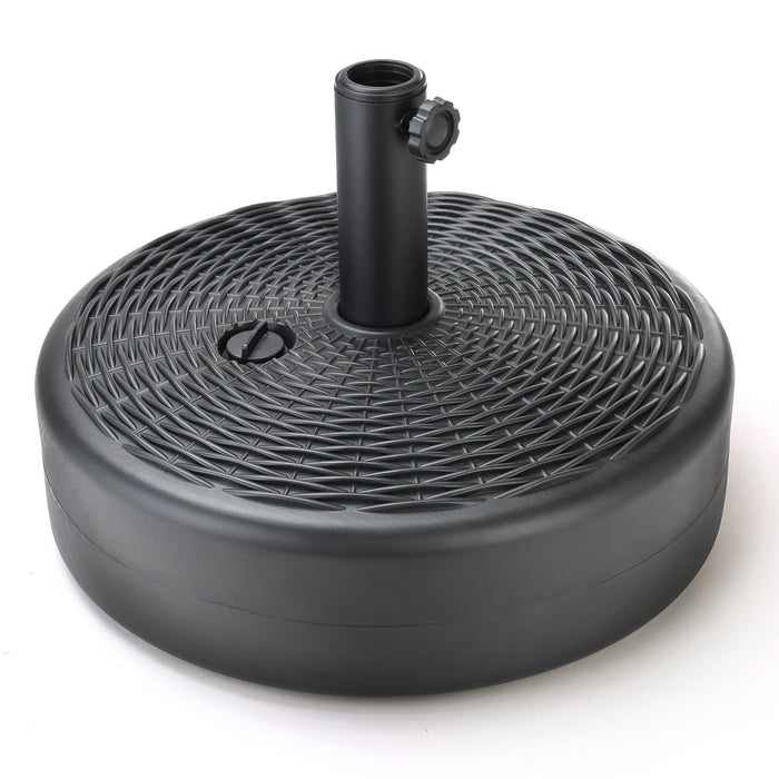 40lb Round Fillable Patio Umbrella Base Stand, 18in, Fills w/ Water or Sand (Black)
