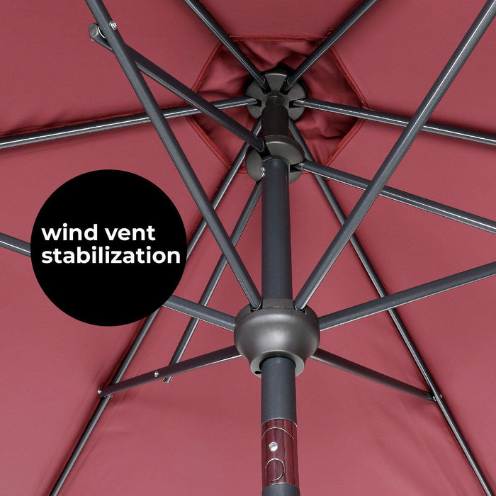 10ft Tilting Patio Umbrella, Instant Up & Down, Easy Crank Free Design w/ Push Button Tilt (Burgundy)