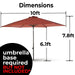 10ft Tilting Patio Umbrella, Instant Up & Down, Easy Crank Free Design w/ Push Button Tilt (Burgundy) - Home Zone Living