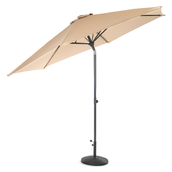 10ft Tilting Patio Umbrella, Instant Up & Down, Easy Crank Free Design w/ Push Button Tilt (Tan)