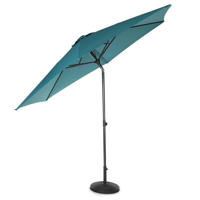 10ft Tilting Patio Umbrella, Instant Up & Down, Easy Crank Free Design w/ Push Button Tilt (Teal)