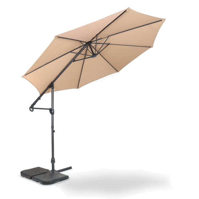 10ft Offset Cantilever Patio Umbrella, Instant Up & Down Design, Easy Crank Free Design w/ 360° Swivel